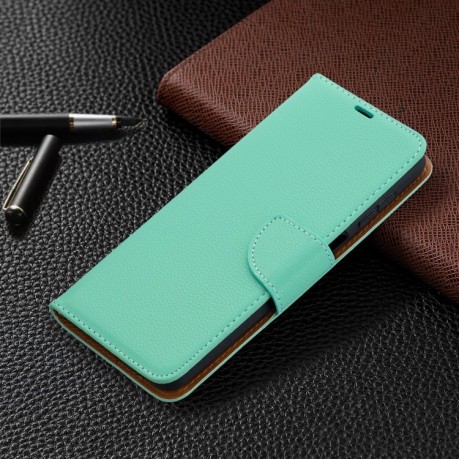 Чехол-книжка Litchi Texture Pure Color на Samsung Galaxy A12/M12 - зеленый