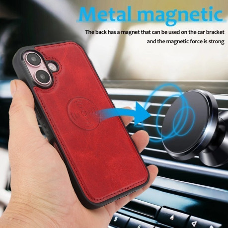 Чохол-книжка Calf Texture 2 in 1 Detachable Magnetic на iPhone 16 - червоний
