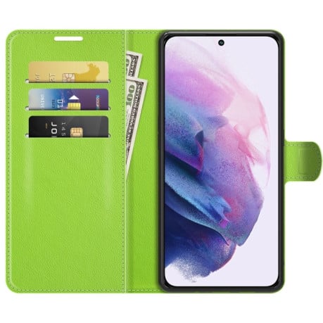 Чехол-книжка Litchi Texture на Samsung Galaxy S22 Plus 5G - зеленый
