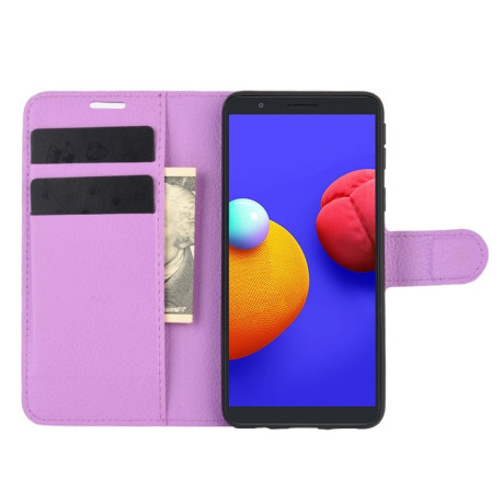Чехол-книжка Litchi Texture на Samsung Galaxy A01 Core / M01 Core - фиолетовый