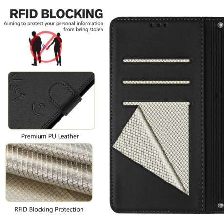 Чехол-книжка Embossing Stripe RFID для Realme GT 7 Pro 5G Global - черный