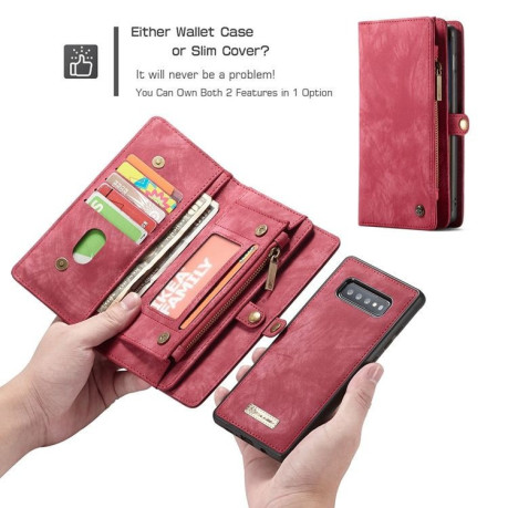 Шкіряний чохол-гаманець CaseMe 008 Sries Card Holder Wallet Style на Samsung Galaxy S10+ / S10 Plus- червоний