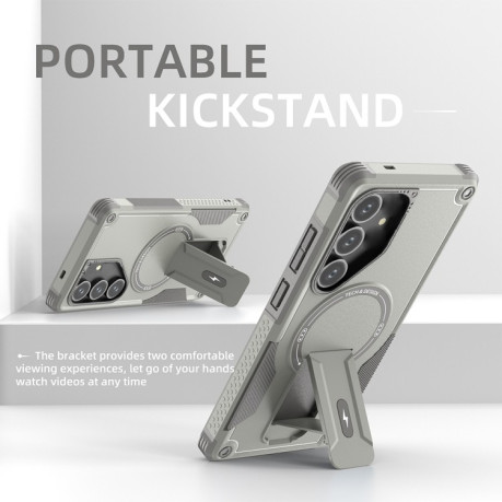 Противоударный чехол MagSafe Holder Armor PC Hybrid для Samsung Galaxy S24+ 5G / S25+ 5G - серый