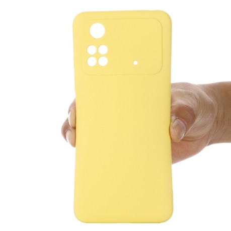 Силіконовий чохол Solid Color Liquid Silicone на Xiaomi Poco M4 Pro 4G - жовтий