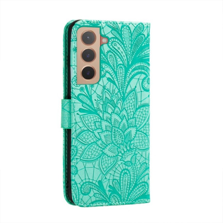 Чехол-книжка Lace Flower для Samsung Galaxy S22 5G - зеленый