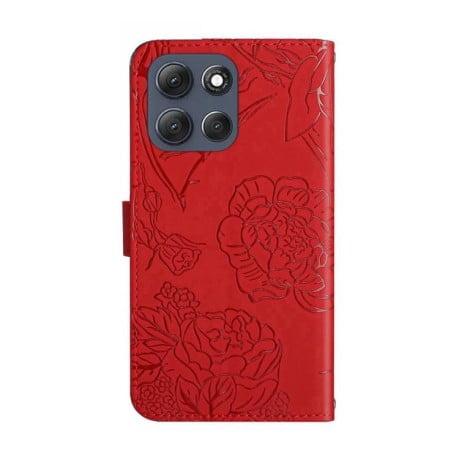 Чехол-книжка Embossed Butterfly для Motorola Moto G56 5G - красный