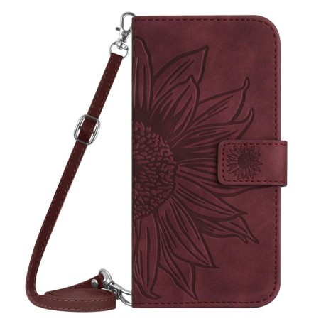 Чохол-книжка Skin Feel Sun Flower для Infinix Note 50 Pro+ 5G - винно-червоний