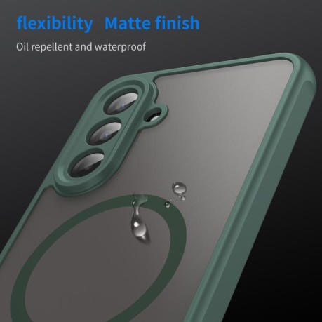 Противоударный чехол Fan Dun Series TPU Hybrid PC Frosted Magsafe для Samsung Galaxy A17 5G - зеленый