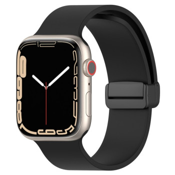 Силіконовий ремінець Magnetic Black Buckle Smooth для Apple Watch 10 46mm/Ultra 49mm / Series 8/7 45mm / 44mm / 42mm /42mm - чорний