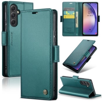 Чехол-книжка CaseMe 023 Butterfly Buckle Litchi Texture RFID Anti-theft Leather для Samsung Galaxy A54 5G - голубой