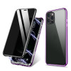 Двухсторонний стеклянный магнитный чехол R-JUST Four-corner для iPhone 12 / 12 Pro - фиолетовый