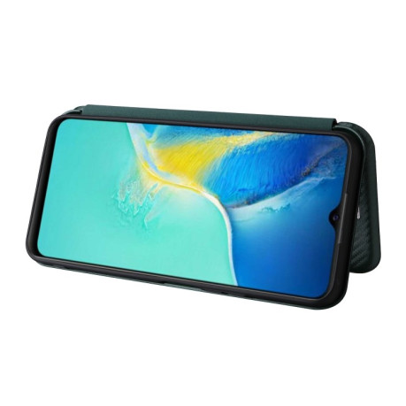 Чехол-книжка Carbon Fiber Texture на Vivo Y15s/Y15a - зеленый