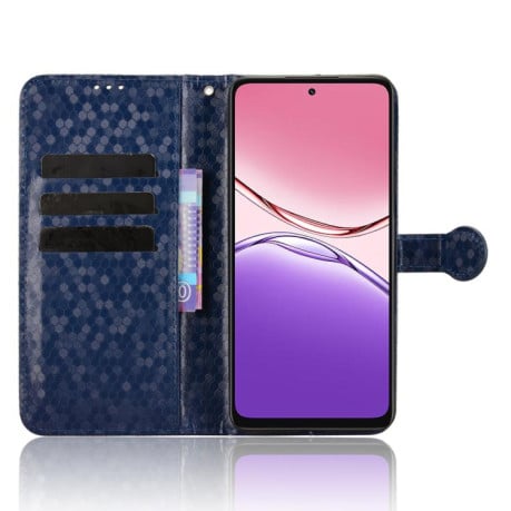 Чехол-книжка с фактурой Honeycomb Dot и магнитным хлястиком на OPPO A5x 5G / 4G Global - синий