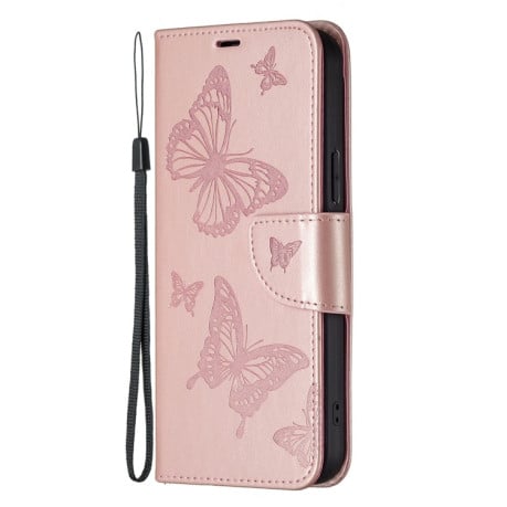 Чехол-книжка Butterflies Pattern для Xiaomi 13 Lite / Civi 2 - розовое золото
