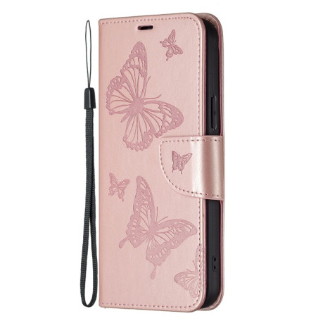 Чохол-книжка Butterflies Pattern на Xiaomi Redmi Note 13 Pro+ - рожеве золото