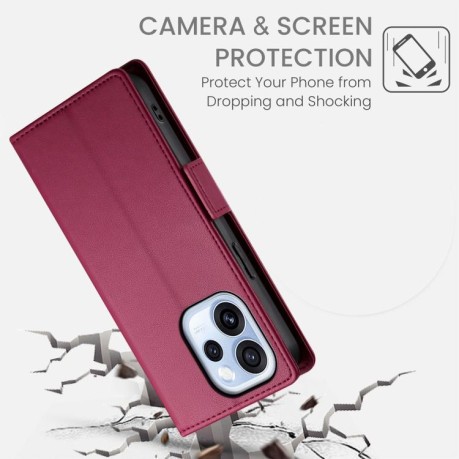 Чехол-книжка Side Buckle Magnetic Frosted Leather на OPPO Reno15 F 5G — бордовый