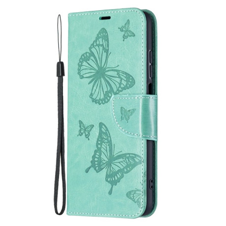 Чехол-книжка Butterflies Pattern на Xiaomi Redmi 10 - зеленый