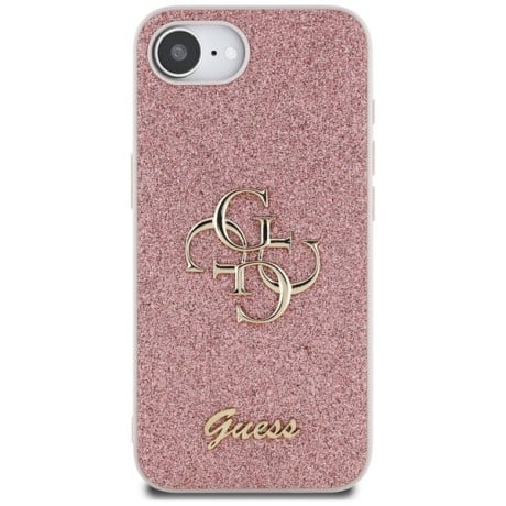 Оригінальний чохол Guess Big Metal Logo Fixed Glitter для iPhone 16e - Pink