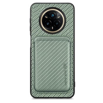 Чехол Carbon Fiber Leather Card Magnetic на Realme 14 Pro+ - зеленый