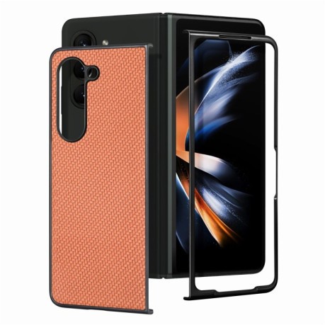 Противоударный чехол Accurate Carbon Fiber для Samsung Galaxy Fold 5 - коричневый