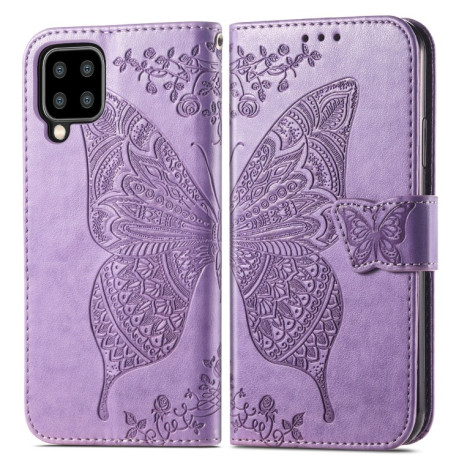 Чохол-книжка Butterfly Love Flower Embossed Samsung Galaxy M32/A22 4G - світло-фіолетовий