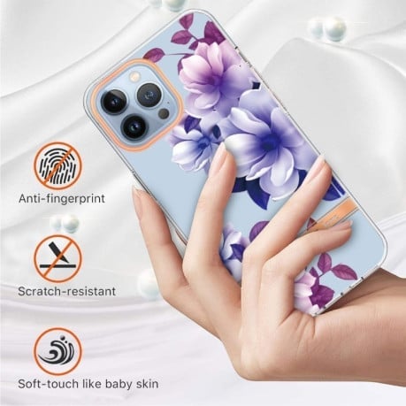 Противоударный чехол Flowers and Plants Series IMD TPU для iPhone 16 Pro Max - Begonia