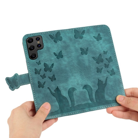 Чохол-книжка Cat Embossing Pattern  для Samsung Galaxy S25 Ultra 5G - блакитний