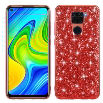 Ударозащитный чехол Glittery Powder на Xiaomi Redmi Note 9 / 10X - красный