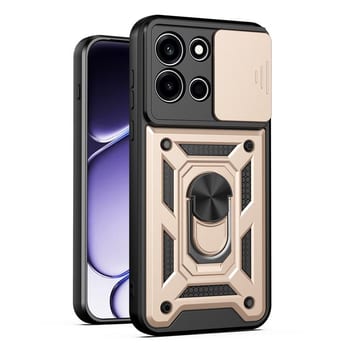 Чехол со шторкой на камеру Sliding Camshield и подставкой на OnePlus Nord 6 5G — золотой