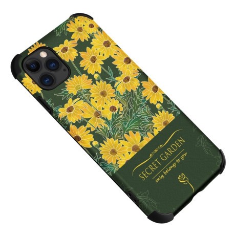 Противоударный чехол Flowers Series для iPhone 12 / 12 Pro - зелены