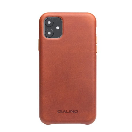 Кожаный чехол QIALINO Cowhide Leather Protective Case для iPhone 11 - коричневый