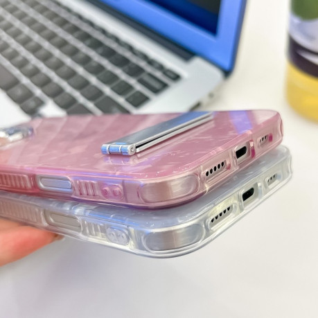 Противоударный чехол Plating Glitter Texture TPU with Lens Film для iPhone 16 Pro - White Wrinkles