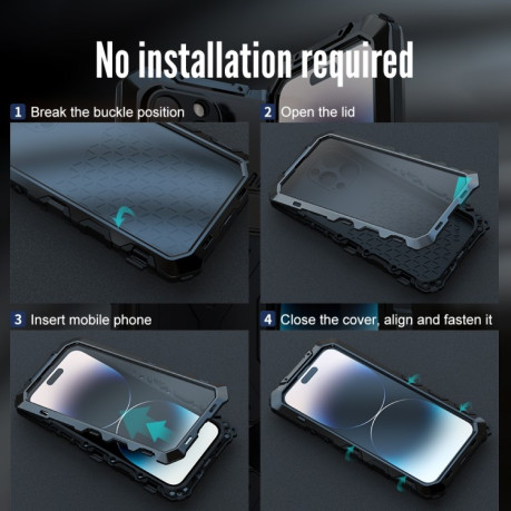 Противоударный металлический чехол R-JUST Dustproof на iPhone 14 Pro - серебристый
