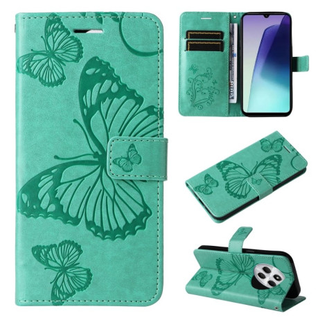 Чохол-книжка Embossed Butterfly для Xiaomi Redmi 14C 4G/Poco C75/Redmi A4 5G - зелений