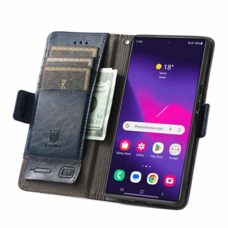 Чохол-книжка CaseNeo Splicing Dual Magnetic Buckle Leather для Samsung Galaxy S24 Ultra 5G - синій