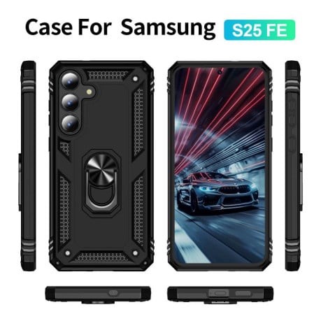 Чохол HMC з поворотним 360 тримачем на Samsung Galaxy S25 FE 5G - чорний