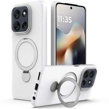 Гібридний чохол Escase з кільцем-тримачем і MagSafe на Motorola Edge 70 Pro / 70 Pro+ — білий
