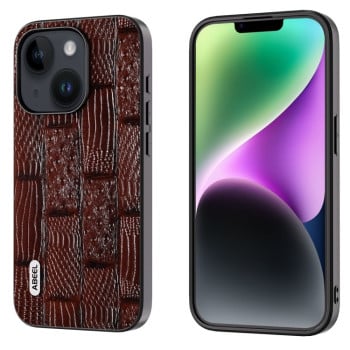 Кожаный Чехол ABEEL Mahjong для iPhone 15 - коричневый