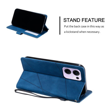 Чехол-книжка Skin Feel Splicing для OPPO Reno13 F/Reno13 FS Global/ 4G India - синий