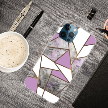 Противоударный чехол Marble Pattern для iPhone 13 Pro Max - Rhombus Gray Purple