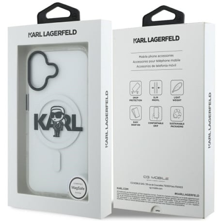 Оригинальный прозрачный чехол Karl Lagerfeld IML Karl Sketch Logo с MagSafe на iPhone 17 - Transparent