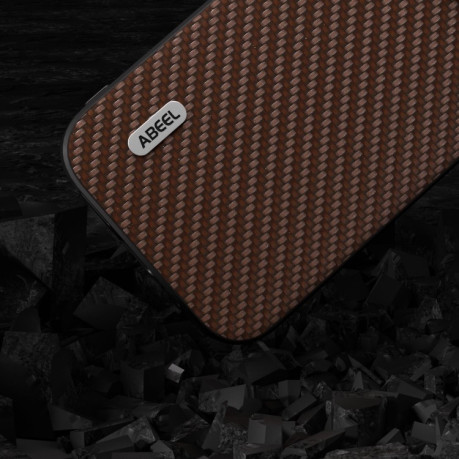 Ударозащитный чехол ABEEL Carbon Fiber на iPhone 15 Pro - темно-коричневый