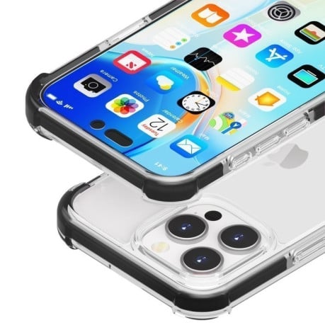 Протиударний акриловий чохол Four-corner на iPhone 16 Pro -прозоро-чорний