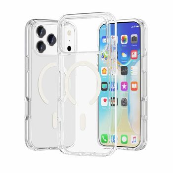 Противоударный чехол Terminator Style Glitter Powder MagSafe Magnetic на iPhone 18 Pro Max / 17 Pro Max — прозрачный