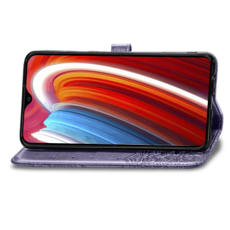 Чехол-книжка Lucky Clover Halfway Mandala Embossing Pattern на Samsung Galaxy A21 - Пурпурный