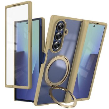Чохол Escase з магнітним кільцем-тримачем і вбудованою плівкою на Samsung Galaxy Fold8 Ultra 5G — чорний