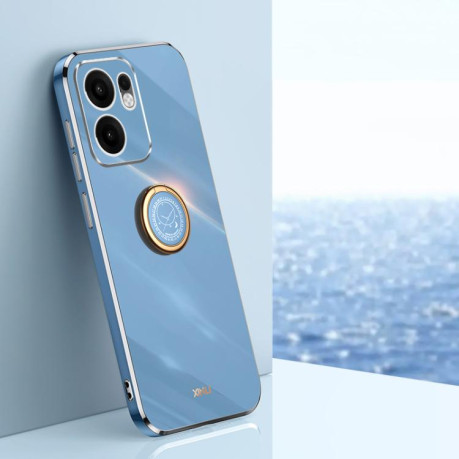 Противоударный чехол XINLI Straight Edge with Ring Holder для OPPO Reno13 F 5G Global - синий