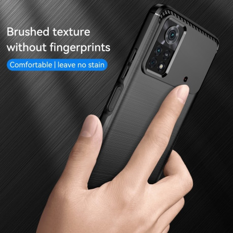 Чехол Brushed Texture Carbon Fiber на Xiaomi Poco X4 Pro 5G - черный