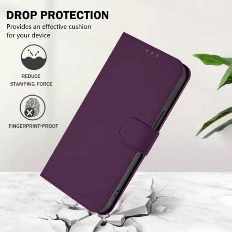 Чехол-книжка с мягким покрытием (Skin Feel) со шнурком на Xiaomi Poco M7 4G 169mm - фиолетовый