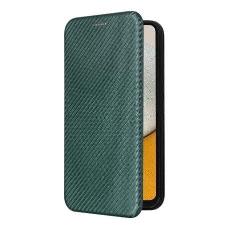 Чохол-книжка Carbon Fiber Texture на Samsung Galaxy A34 5G - зелений